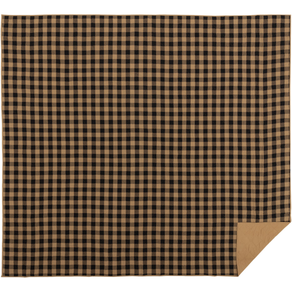 Mayflower Market Black Check California King Quilt Coverlet 130Wx115L By VHC Brands
