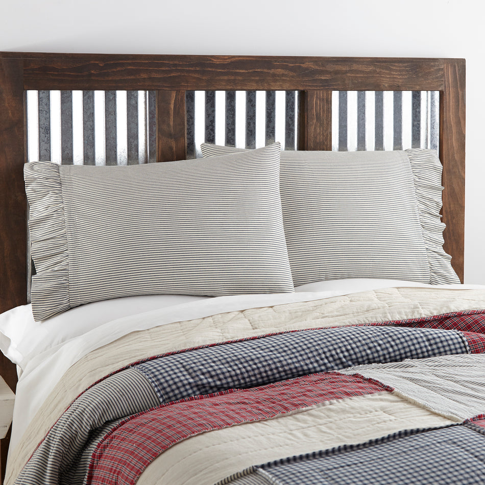 Hatteras Seersucker Blue Ticking Stripe Standard Pillow Case Set of 2 21x30