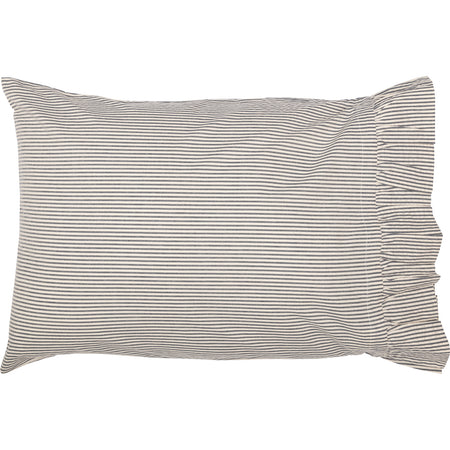 April & Olive Hatteras Seersucker Blue Ticking Stripe Standard Pillow Case Set of 2 21x30 By VHC Brands