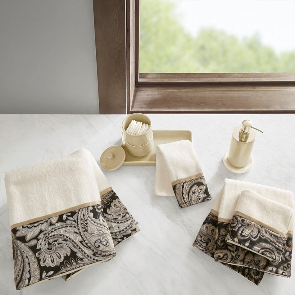Madison Park Aubrey 6 Piece Jacquard Towel Set - Black