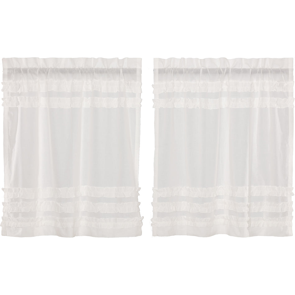 April & Olive White Ruffled Sheer Petticoat Tier Set of 2 L36xW36 By VHC Brands
