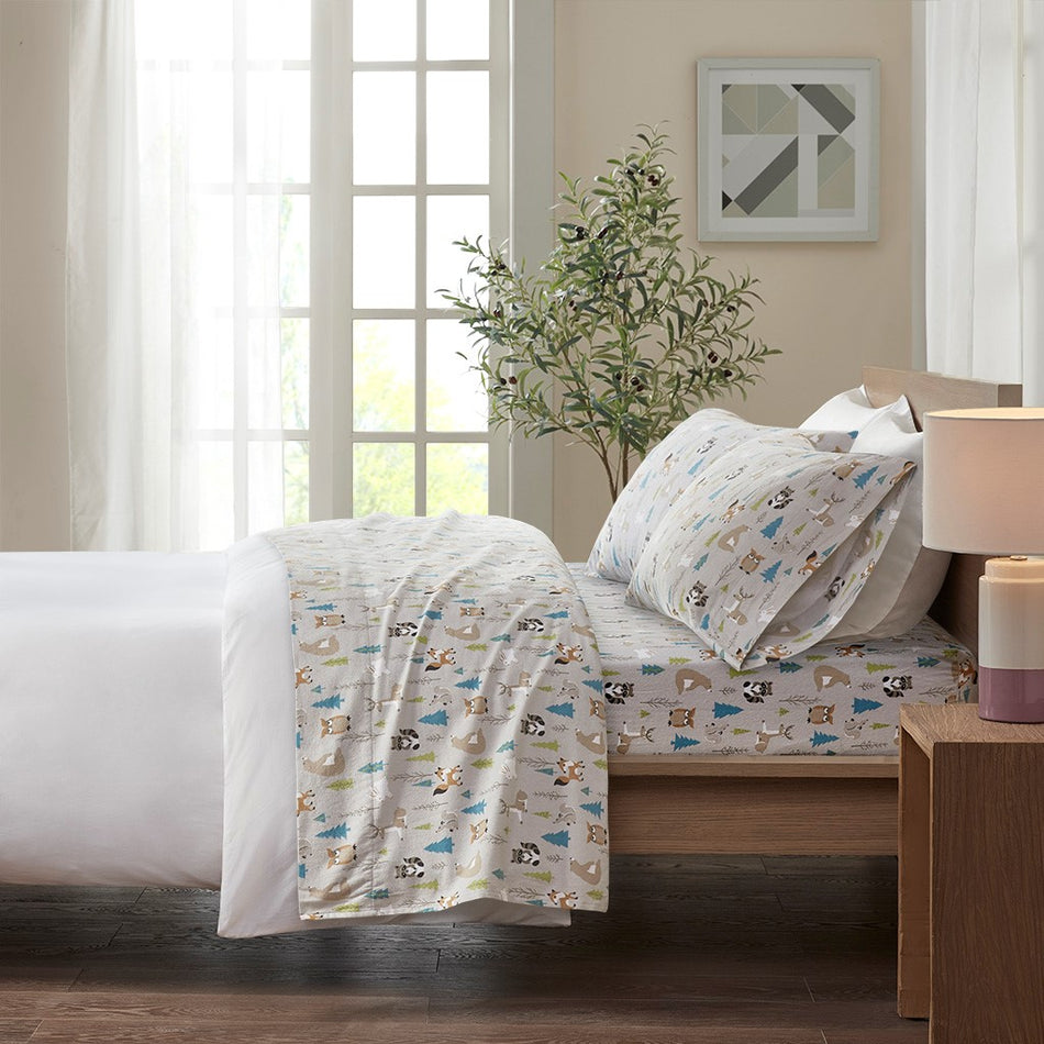 True North by Sleep Philosophy Cozy Cotton Flannel Printed Sheet Set - Multi Forest Animals  - Twin XL Size Shop Online & Save - ExpressHomeDirect.com