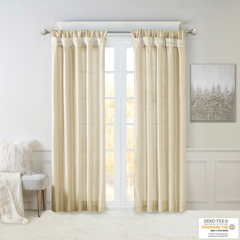Emilia Twist Tab Lined Window Curtain - Champagne - 50x95"