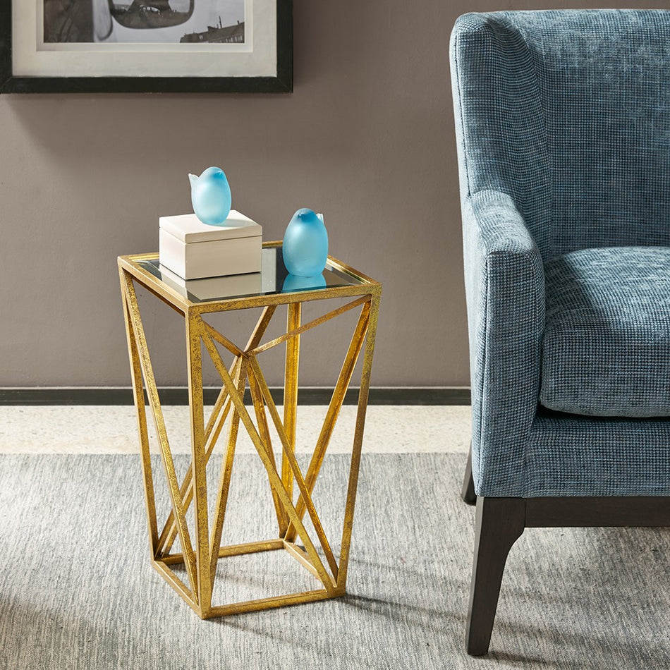 Madison Park Zee Angular Mirror Accent Table - Gold