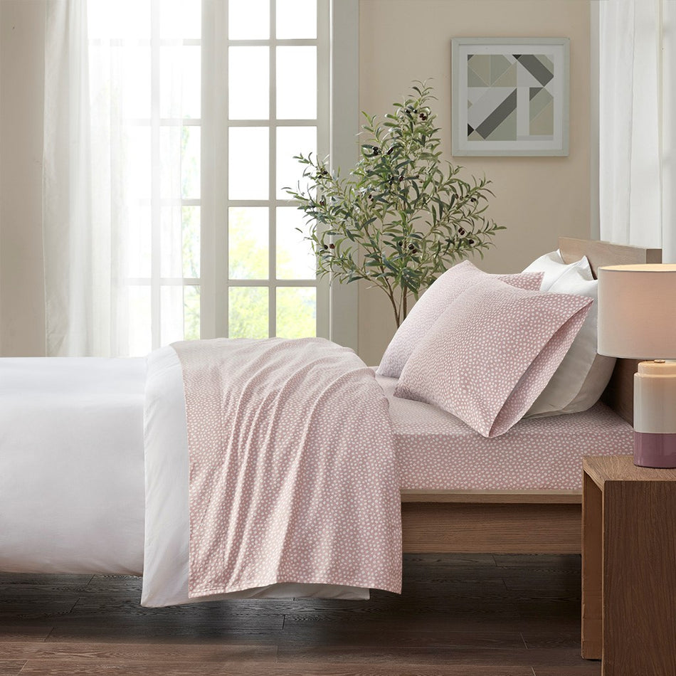 True North by Sleep Philosophy Cozy Cotton Flannel Printed Sheet Set - Blush Dots  - King Size Shop Online & Save - ExpressHomeDirect.com