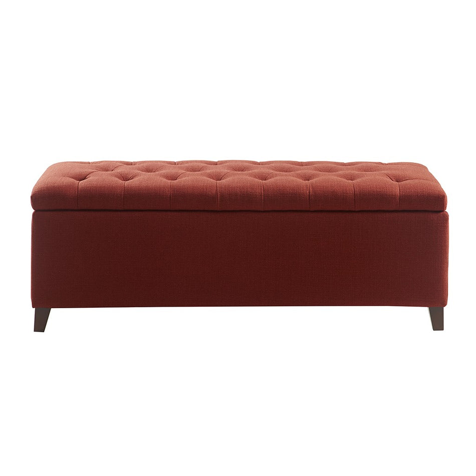 Shandra Tufted Top Soft Close Storage Bench - Rust Red