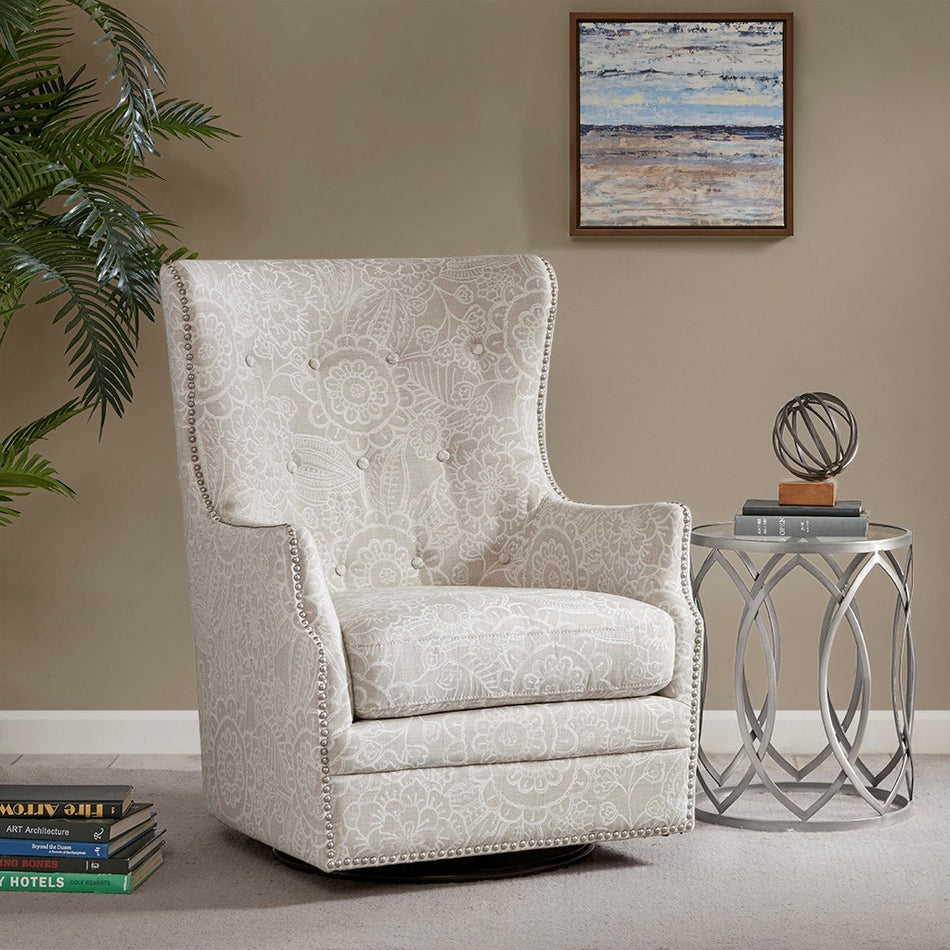 Madison Park Ella Swivel Glider Chair - Cream 