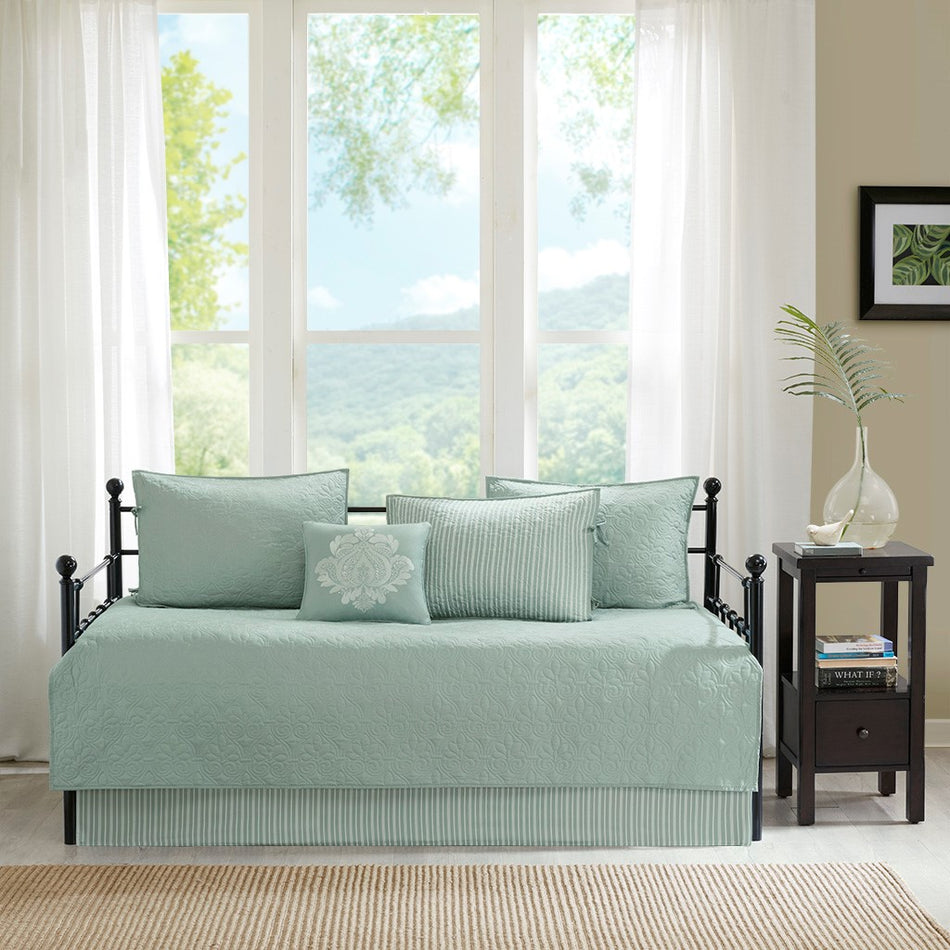 Quebec 6 Piece Reversible Daybed Cover Set - Seafoam - Daybed Size - 39" x 75"