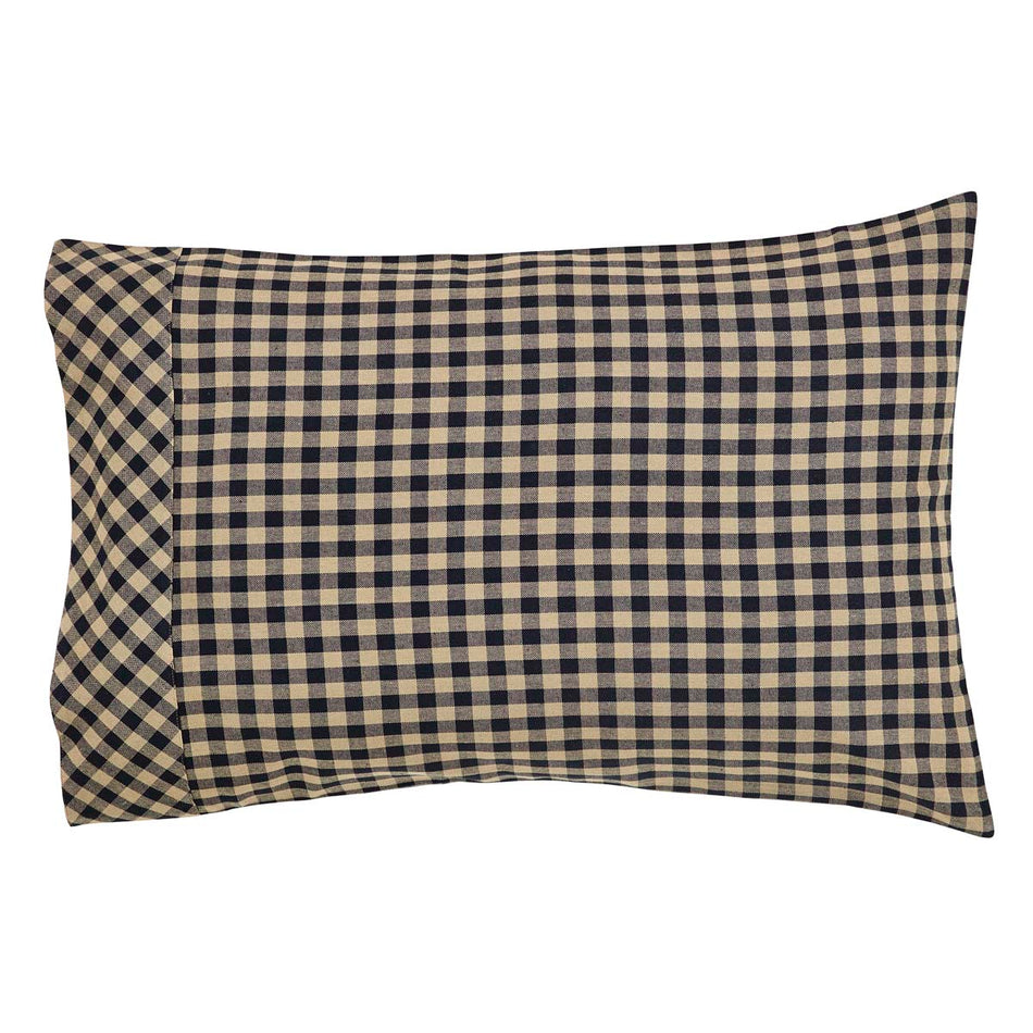 Mayflower Market Black Check Standard Pillow Case Set of 2 21x30 By VHC Brands