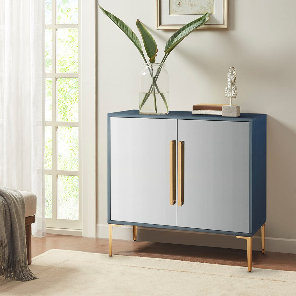 Madison Park Casey Accent Cabinet with 2 Mirror Doors - Blue