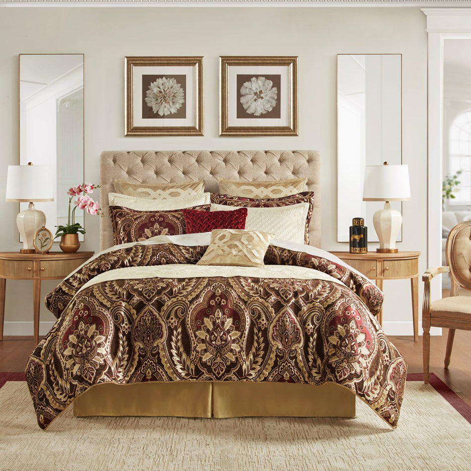 Croscill Classics Julius 4 Piece Comforter Set - Burgundy  - Queen Size Shop Online & Save - ExpressHomeDirect.com