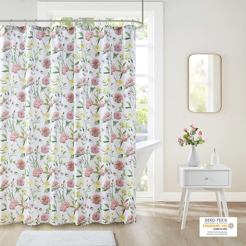 Intelligent Design Ashley Floral Print Shower Curtain - Blush - 72x72"