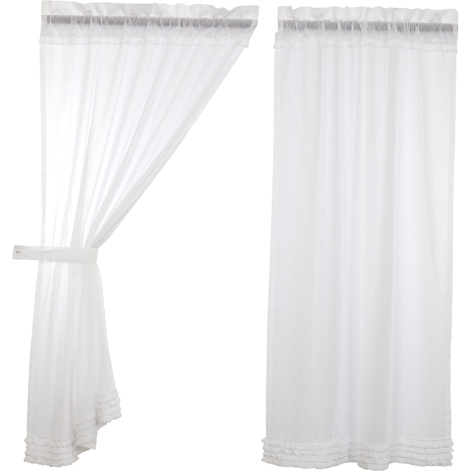 April & Olive White Ruffled Sheer Short Panel Set of 2 63x36 By VHC Brands