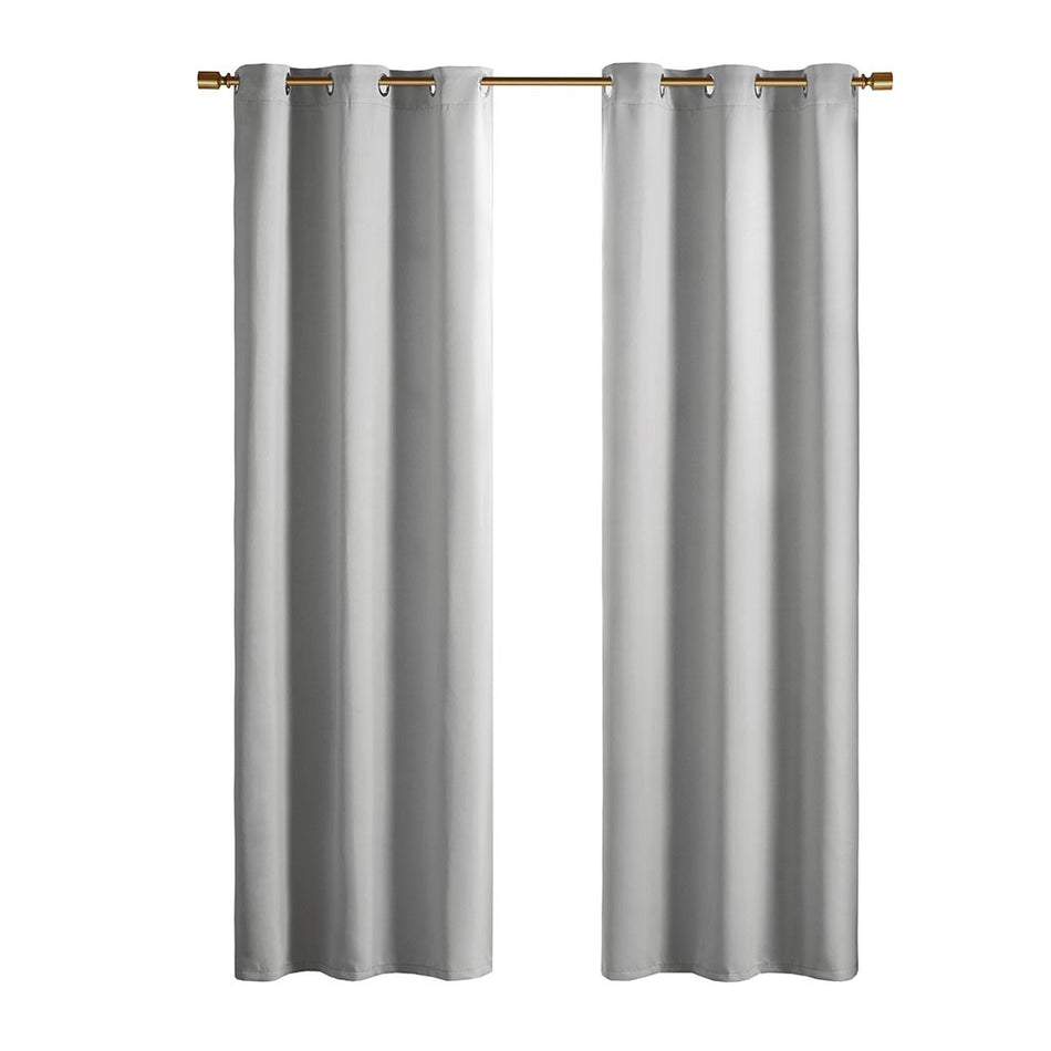 Taren Solid Blackout Triple Weave Grommet Top Curtain Panel Pair - Gray - 42x95"