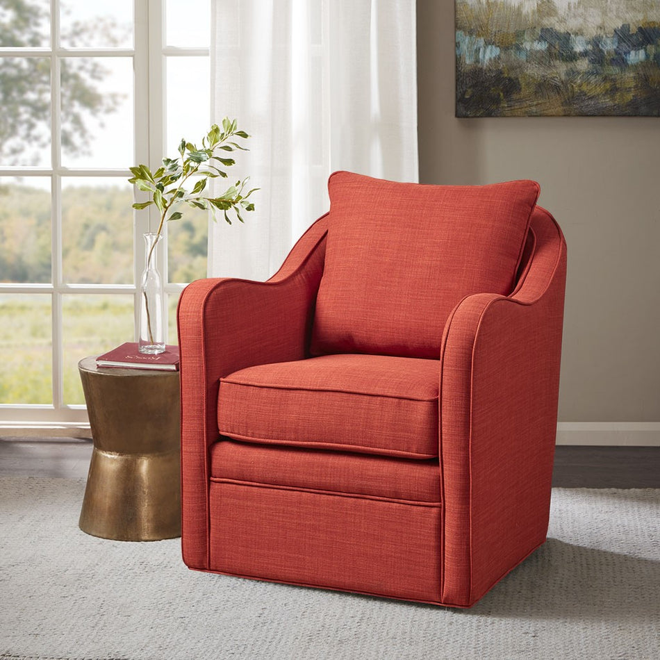 Madison Park Brianne Wide Seat Swivel Arm Chair - Orange 