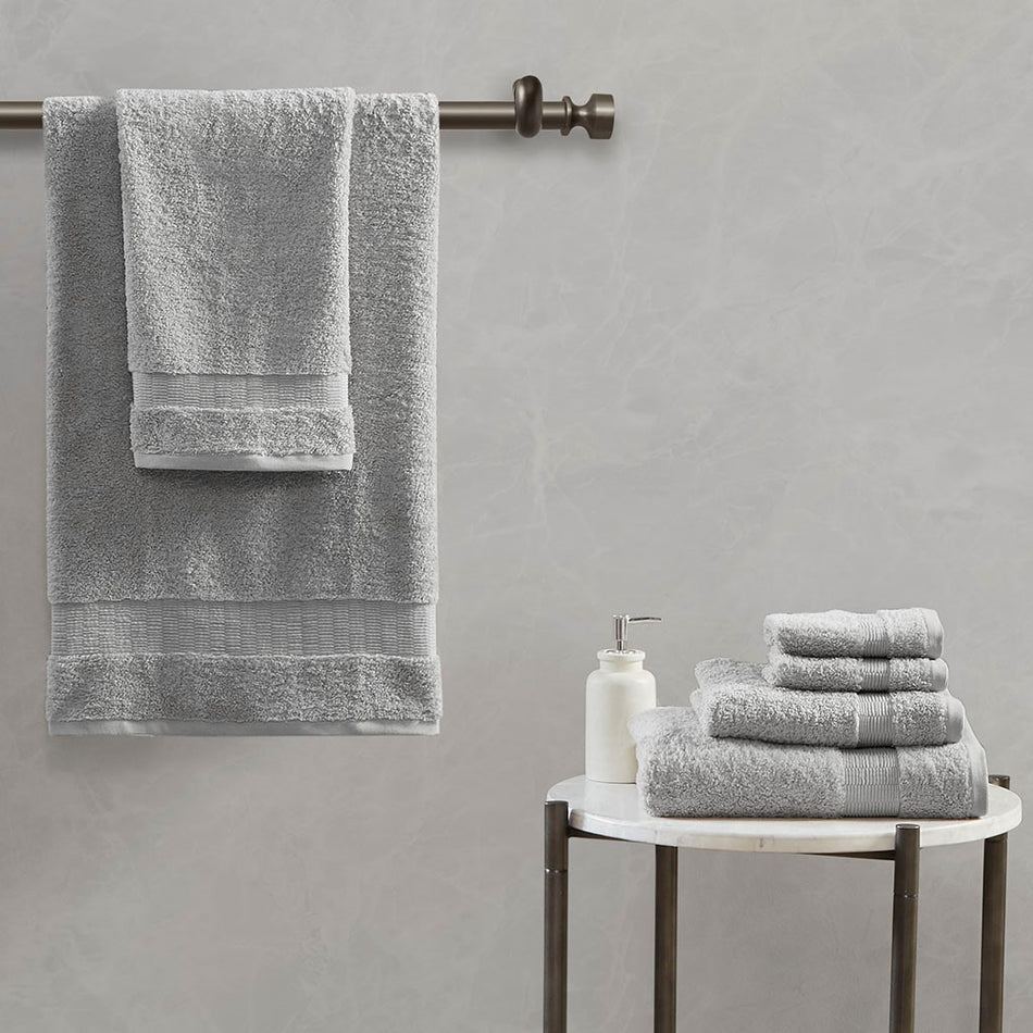 Madison Park Signature Luxor 100% Egyptian Cotton 6 Piece Towel Set - Grey