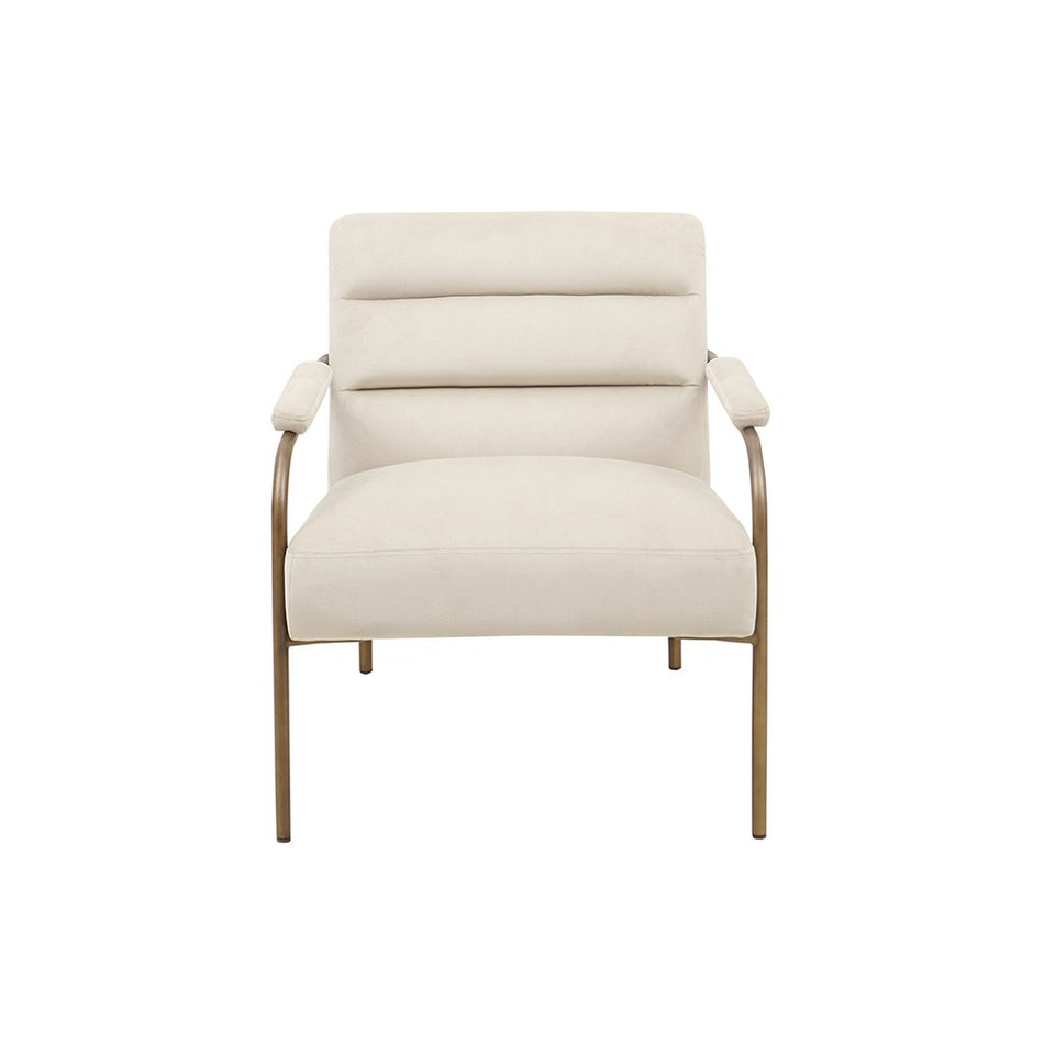 Lampert Upholstered Open Arm Metal Leg Accent Chair - Beige