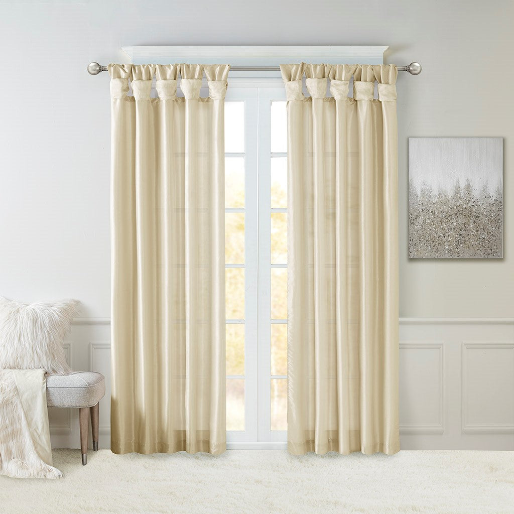 Madison Park Emilia Twist Tab Lined Window Curtain - Champagne - 50x84"