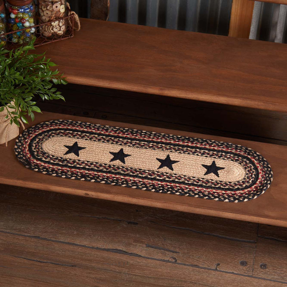 Mayflower Market Colonial Star Jute Stair Tread Oval Latex 8.5x27 By VHC Brands