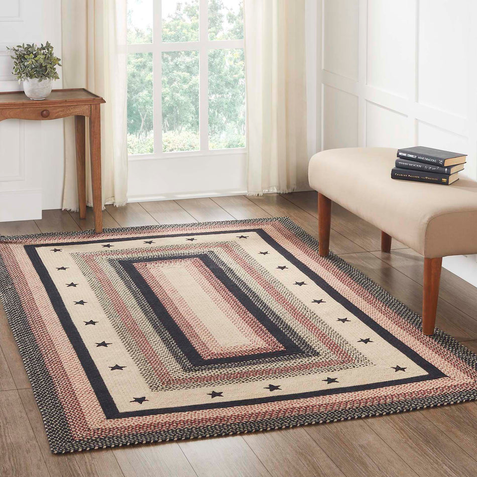 Mayflower Market Colonial Star Jute Rug Rect w/ Pad 60x96 By VHC Brands