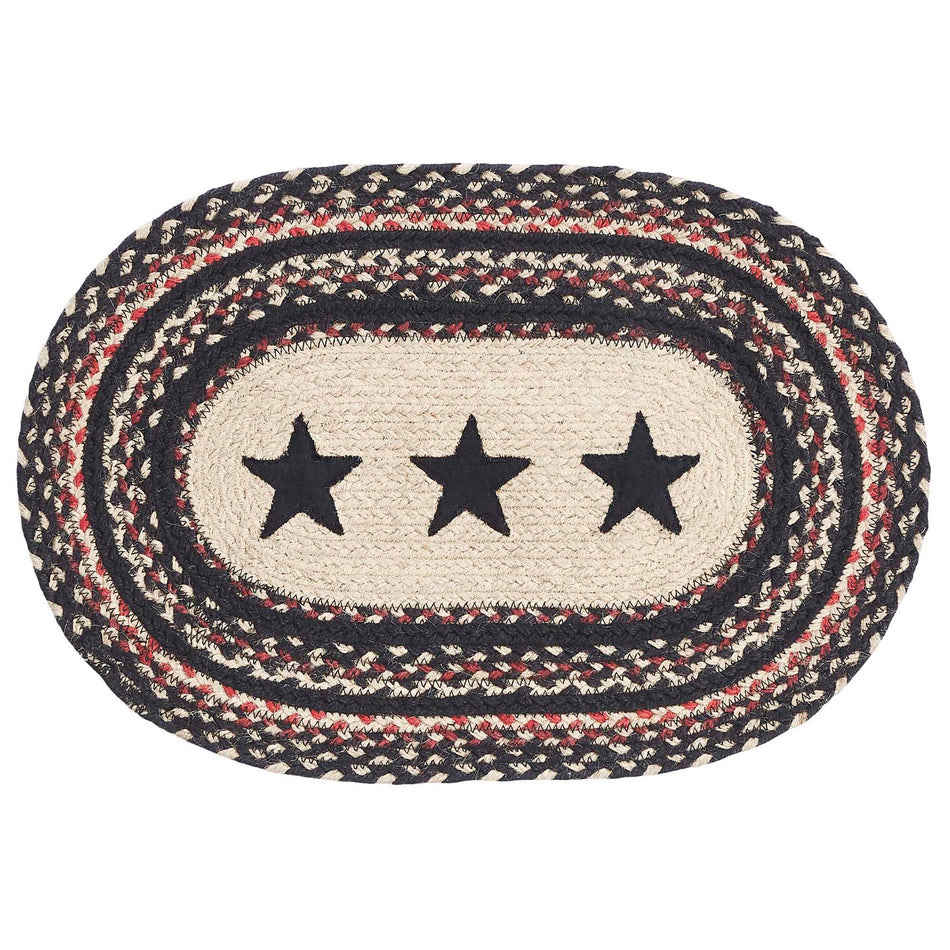 Mayflower Market Colonial Star Jute Oval Placemat 12x18 By VHC Brands