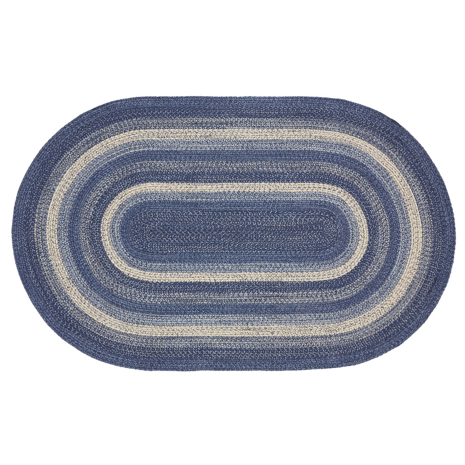 April & Olive Great Falls Blue Jute Rug Oval w/ Pad 60x96 By VHC Brands