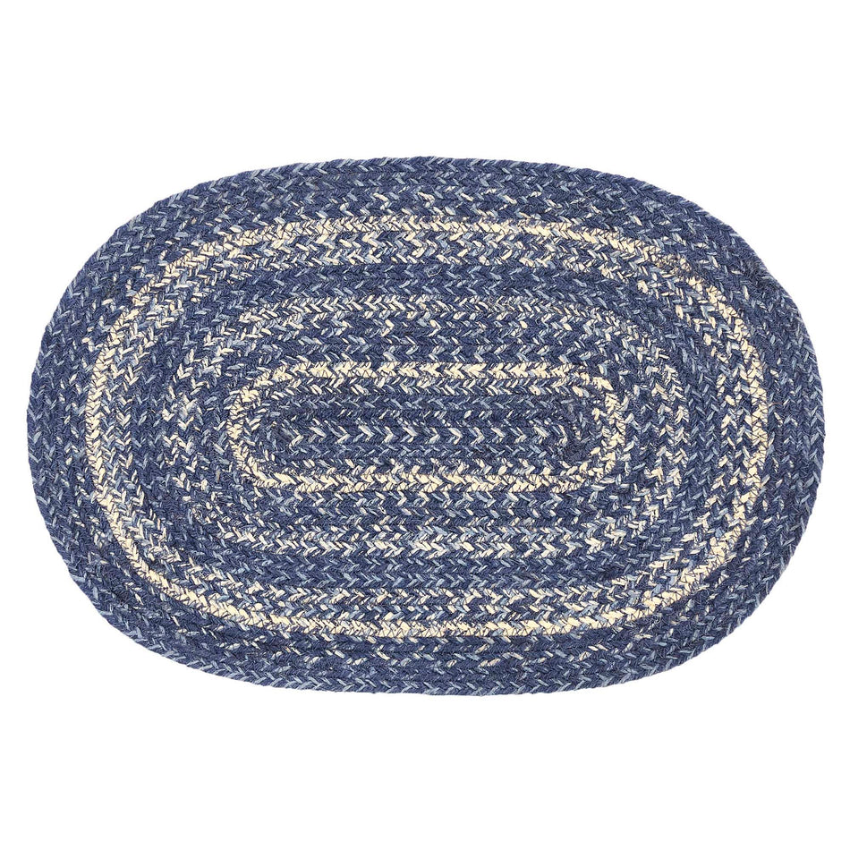 April & Olive Great Falls Blue Jute Oval Placemat 12x18 By VHC Brands