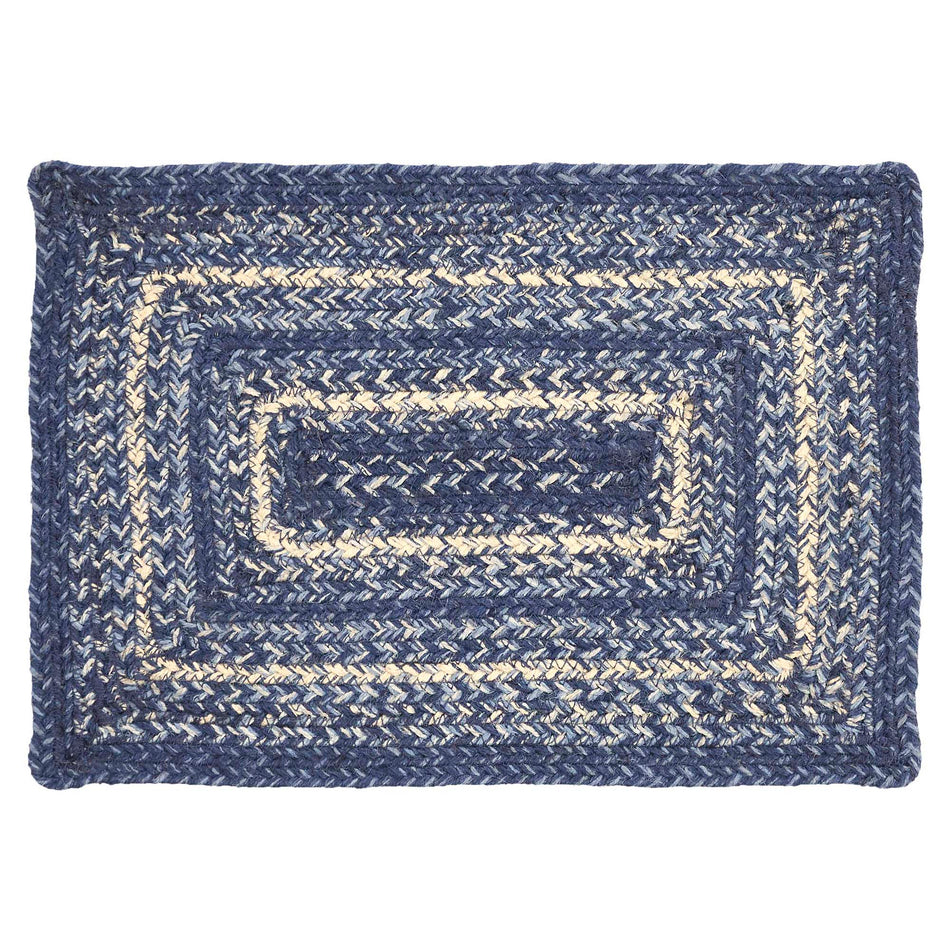April & Olive Great Falls Blue Jute Rect Placemat 12x18 By VHC Brands