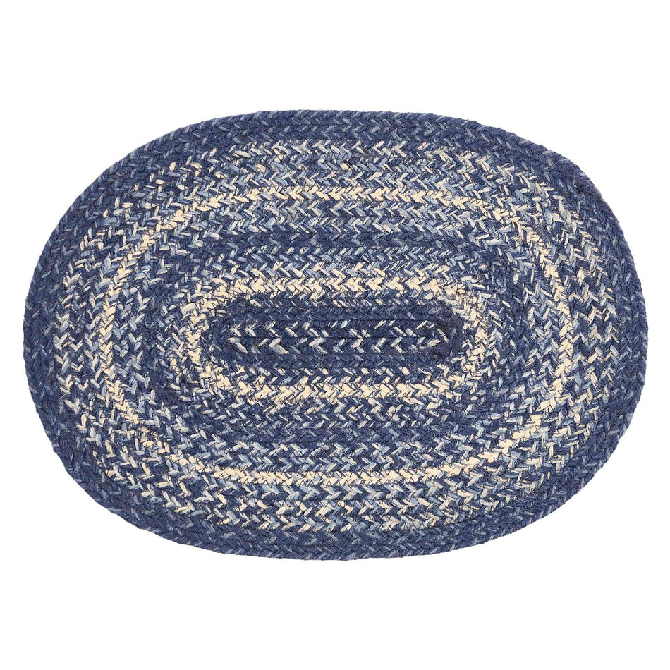April & Olive Great Falls Blue Jute Oval Placemat 10x15 By VHC Brands