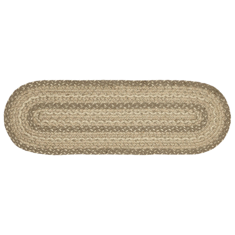April & Olive Cobblestone Jute Stair Tread Oval Latex 8.5x27 By VHC Brands