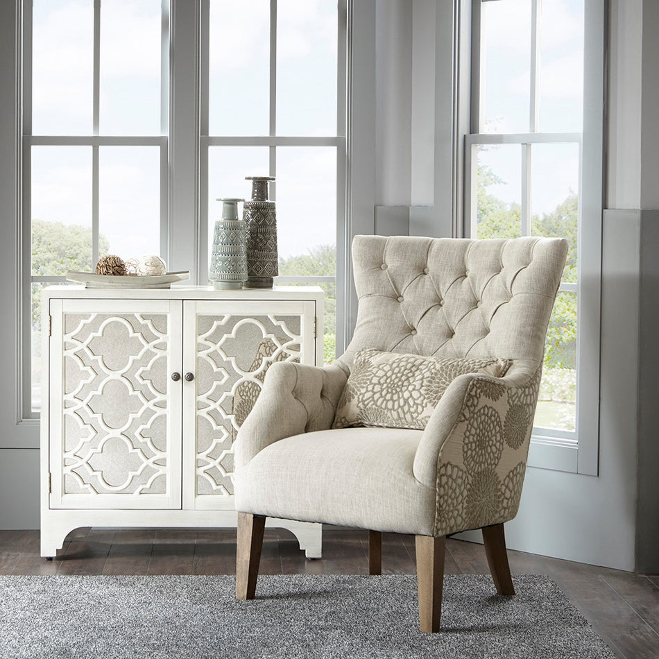 Madison Park Braun Accent Chair with Back Pillow - Beige Multi