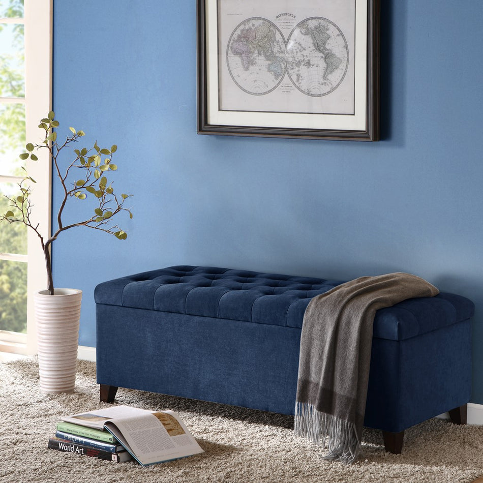Madison Park Shandra Tufted Top Soft Close Storage Bench - Navy