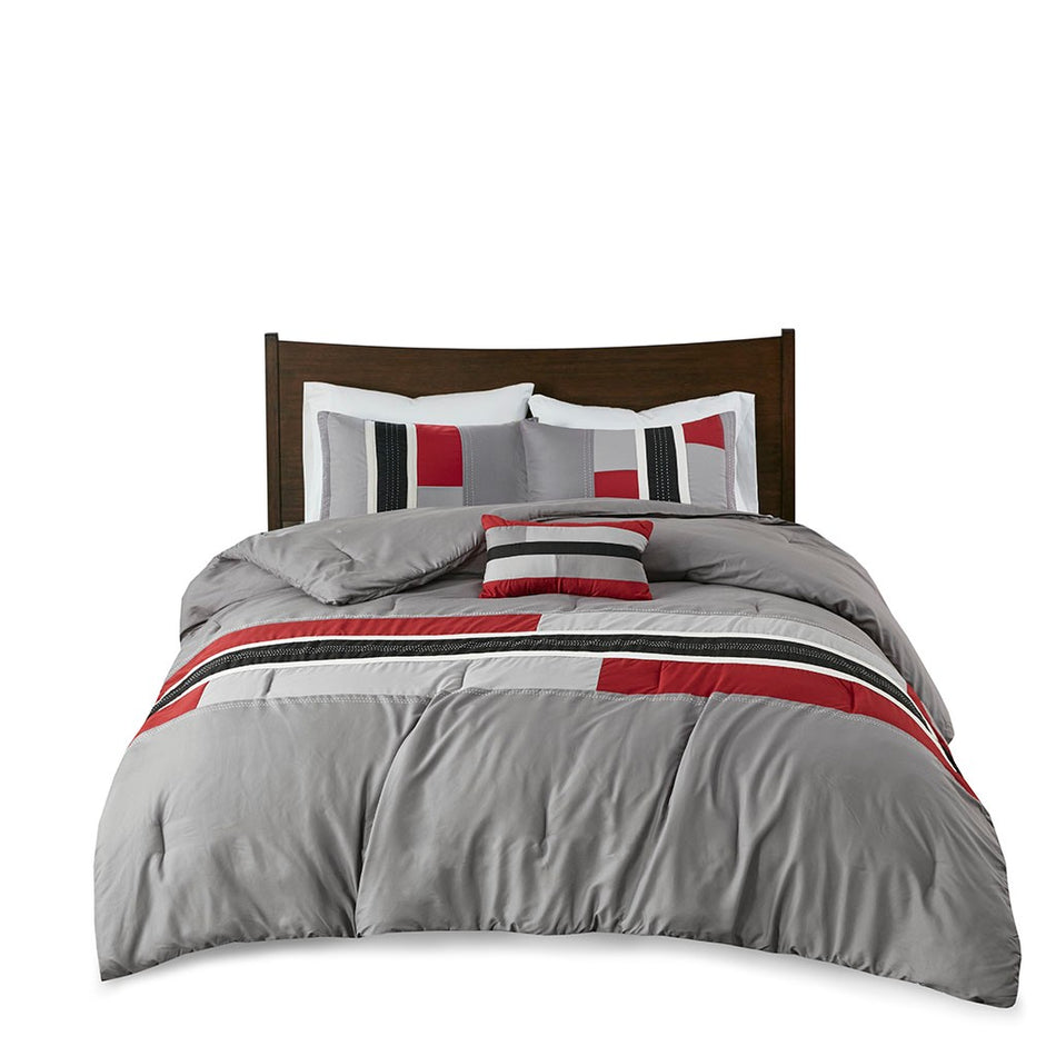 Pipeline Comforter Set - Red - Full Size / Queen Size