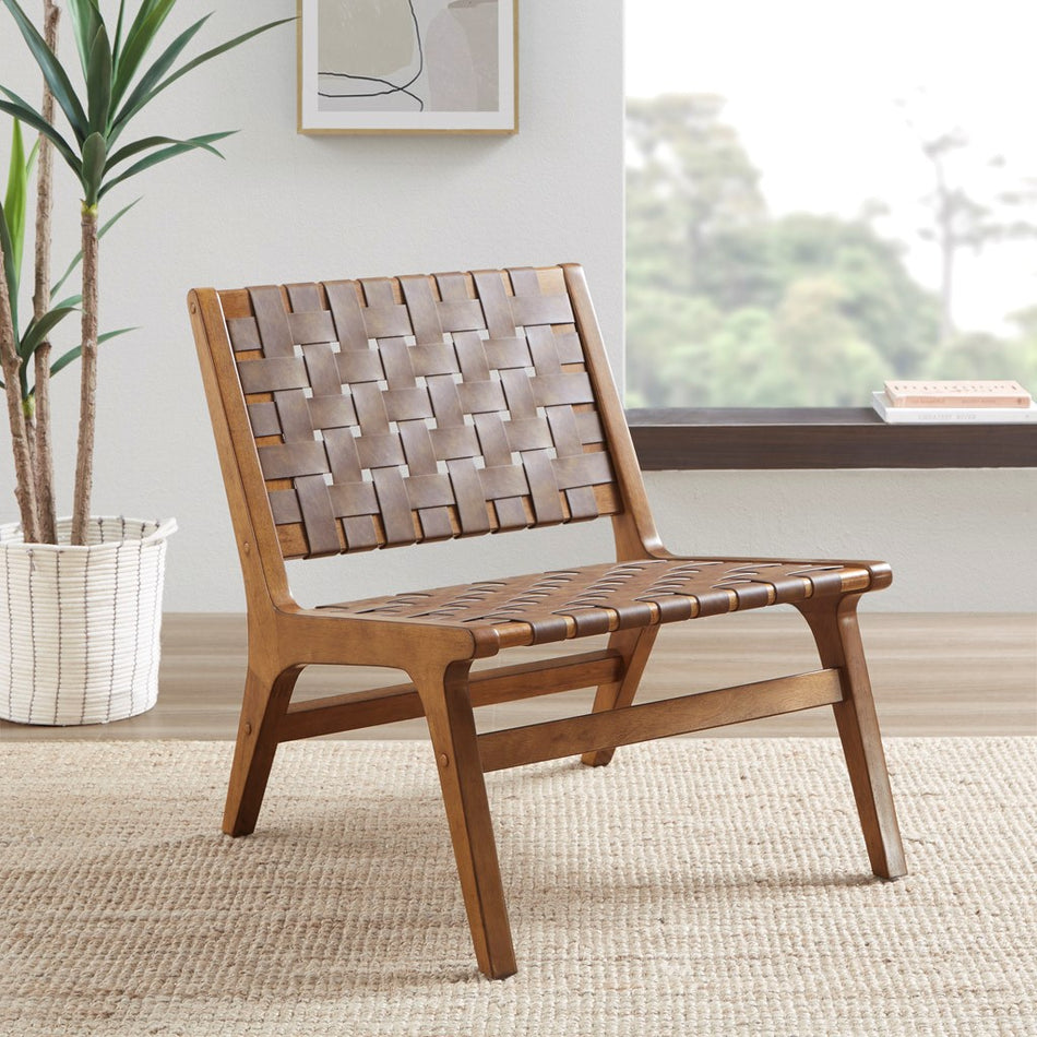 INK+IVY Oslo Faux Leather Woven Accent Chair - Brown  Shop Online & Save - ExpressHomeDirect.com