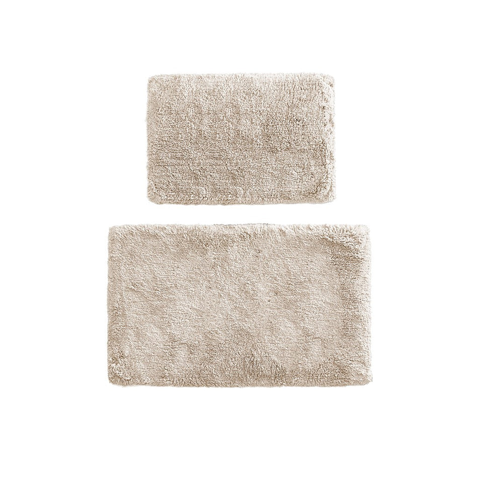 Ritzy 100% Cotton Solid Tufted 2 Piece Bath Rug Set - Natural