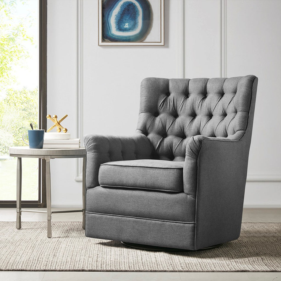 Madison Park Mathis Swivel Glider Chair - Gray