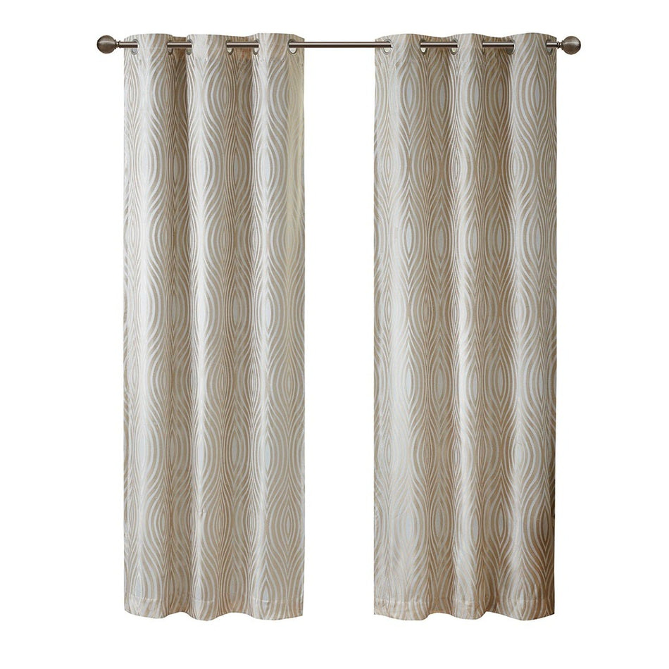 Cannes Ogee Jacquard Total Blackout Magnetic Closure Panel Pair - Taupe - 84" Panel