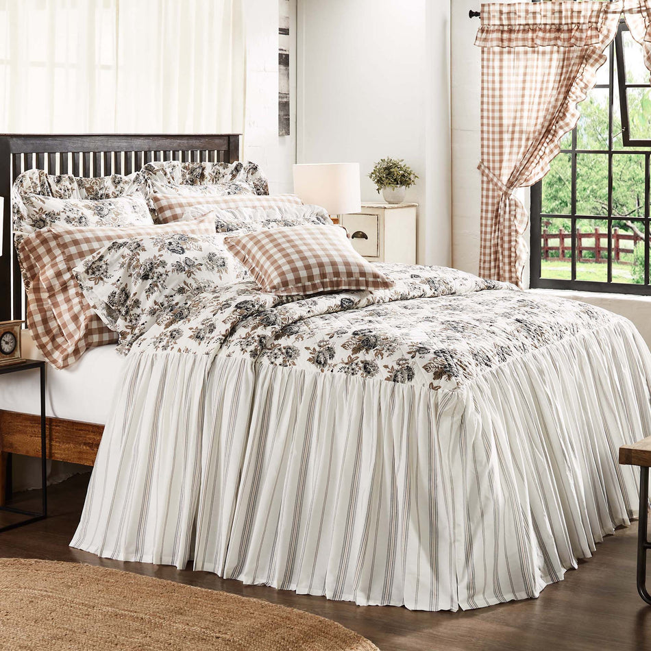 April & Olive Annie Portabella Floral Ruffled King Coverlet 80x76+27 By VHC Brands