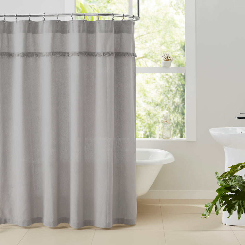 April & Olive Burlap Dove Grey Shower Curtain 72x72 By VHC Brands