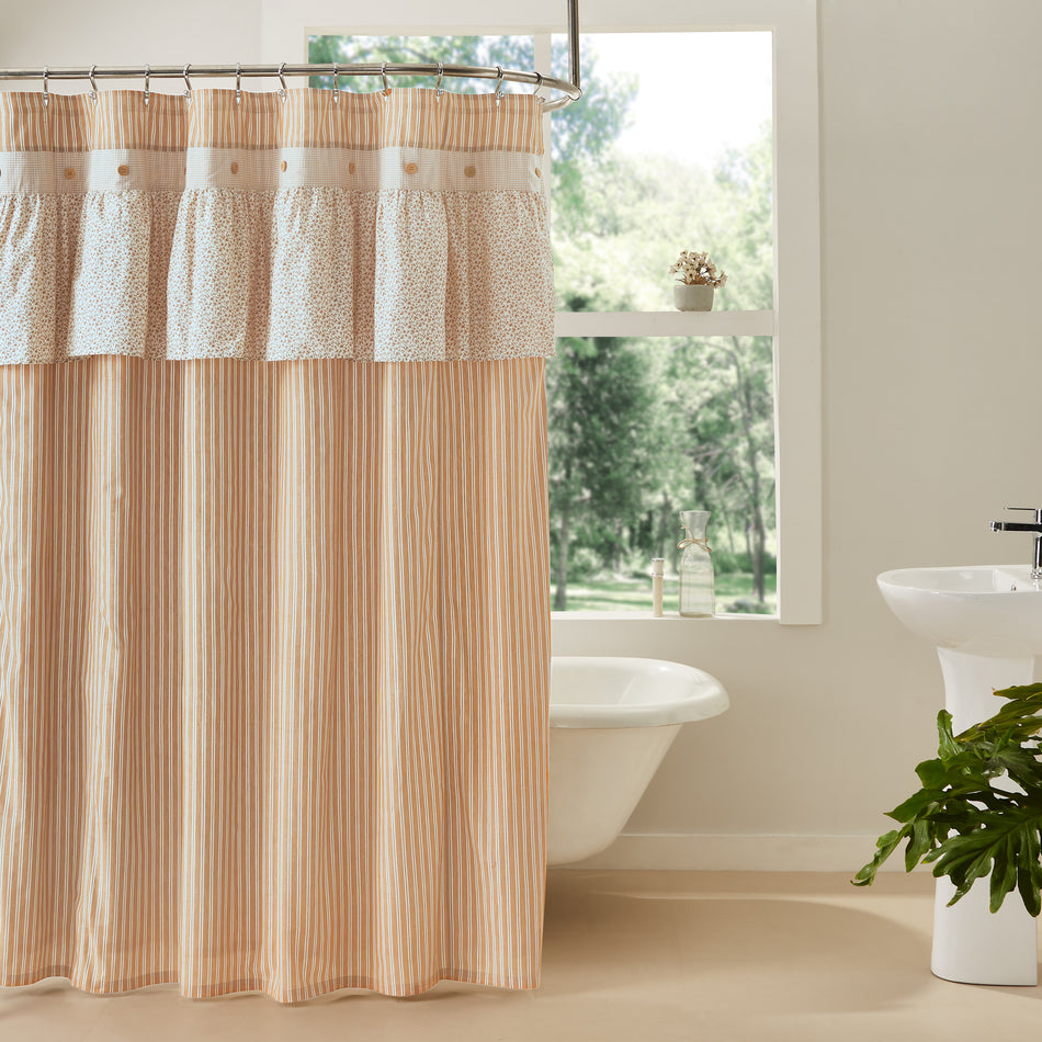 April & Olive Camilia Ruffled Shower Curtain 72x72 By VHC Brands
