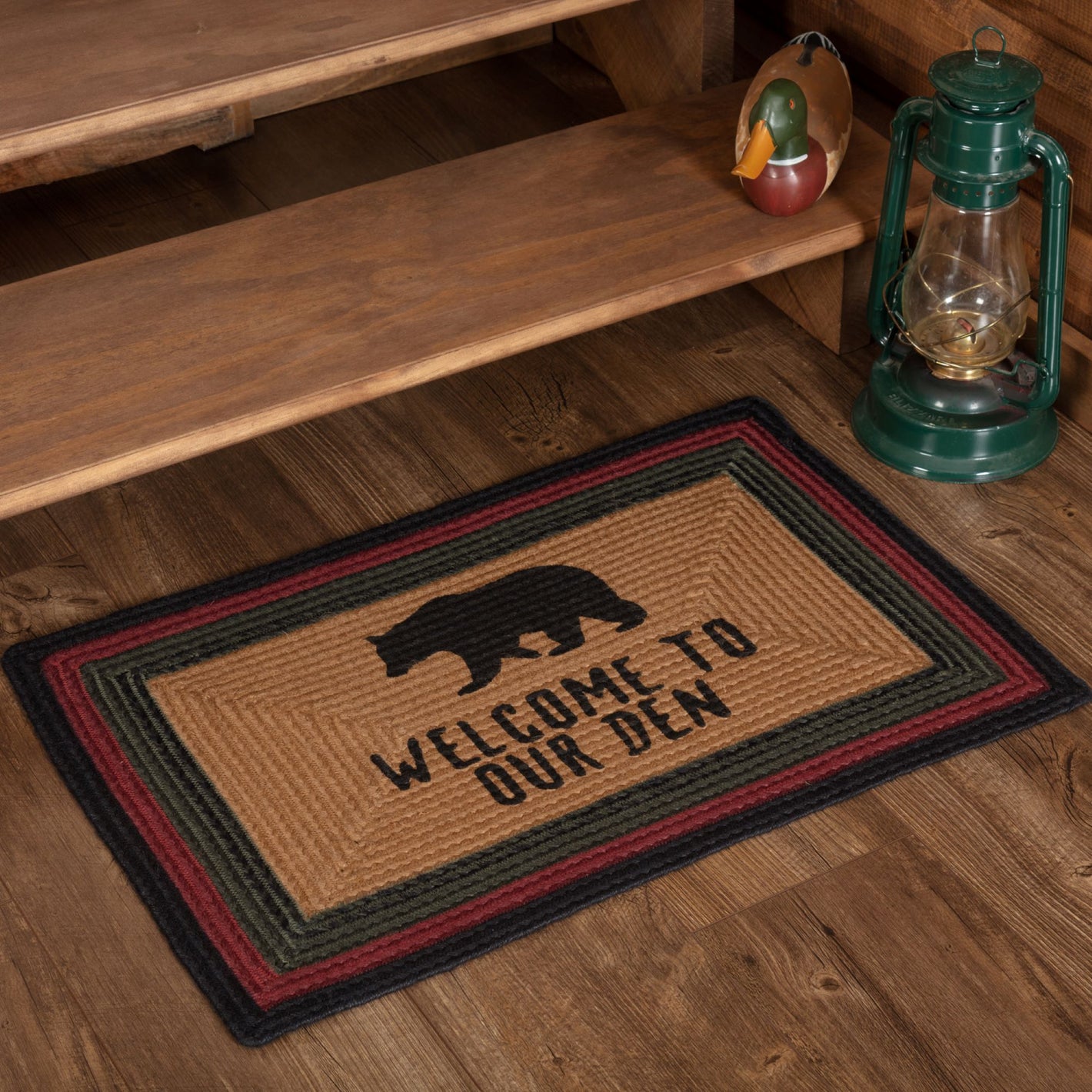 Oak & Asher Wyatt Stenciled Bear Jute Rug Rect Welcome to Our Den w/ Pad 20x30 By VHC Brands