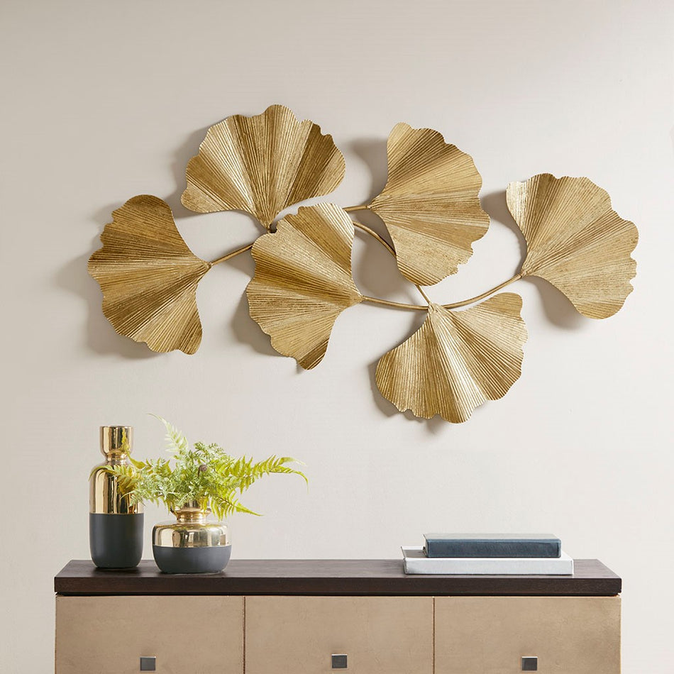 Martha Stewart Faye Gold Foil Ginkgo Leaf Wall Art - Gold 