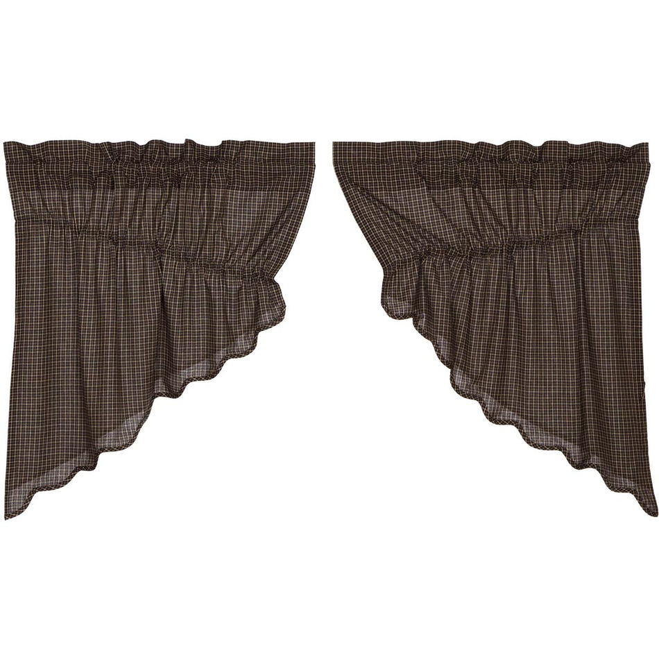 Mayflower Market Kettle Grove Plaid Prairie Swag Scalloped Set of 2 36x36x18 By VHC Brands