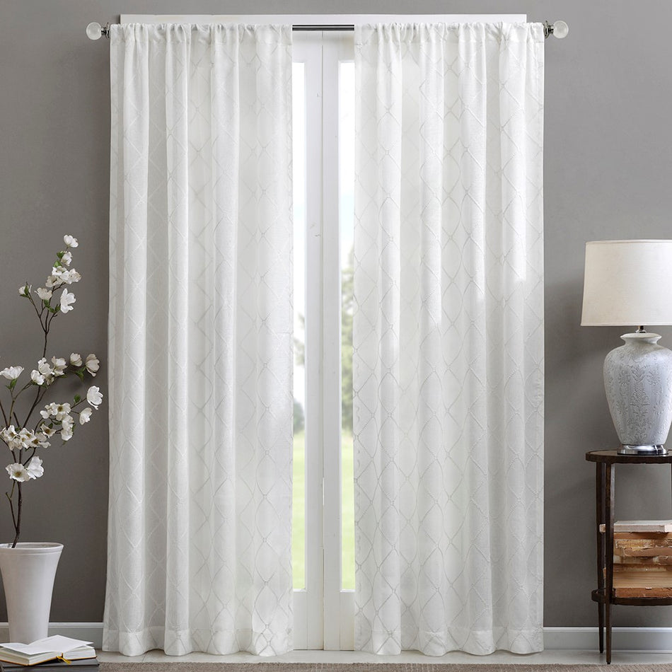 Irina Diamond Sheer Window Curtain - White - 50x84"