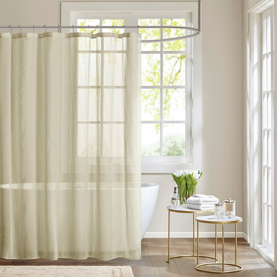 Madison Park Anna Sheer Shower Curtain - Linen - 72x72"