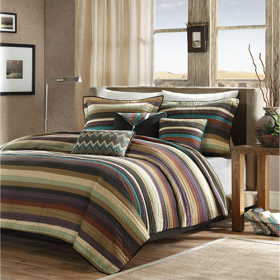 Madison Park Yosemite Reversible Quilt Set with Throw Pillows - Multicolor - King Size / Cal King Size