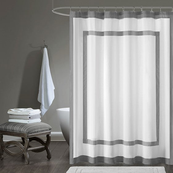 Madison Park Greyson Cotton Shower Curtain - Grey - 72x72"