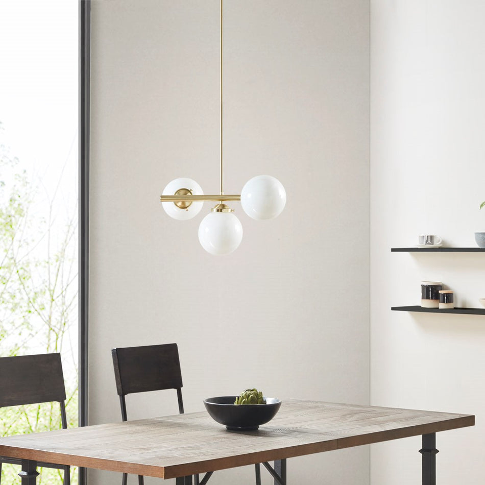 INK+IVY Aurelia 3-Light Chandelier with Frosted Glass Globe Bulbs - Gold 