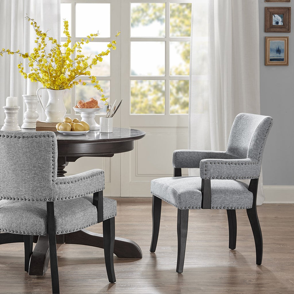 Madison Park Dawson Arm Dining Chair - Grey 