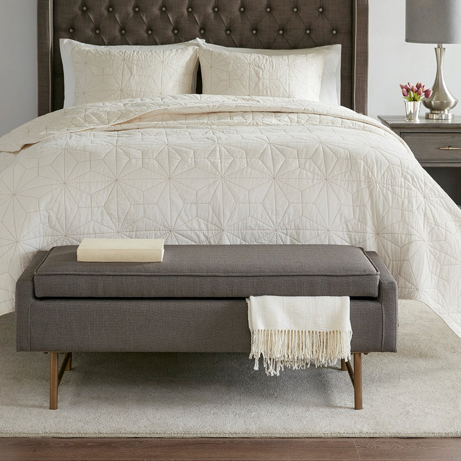 Madison Park Heath Soft Close Storage Accent Bench - Grey